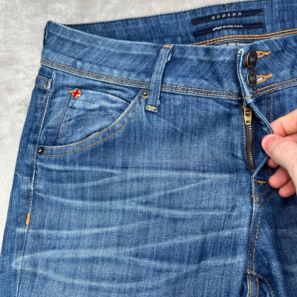 Hudson Beth Baby Bootcut Jeans Womens 29 Blue Solid Stretch‎ Flap Pocket Denim - Picture 5 of 16